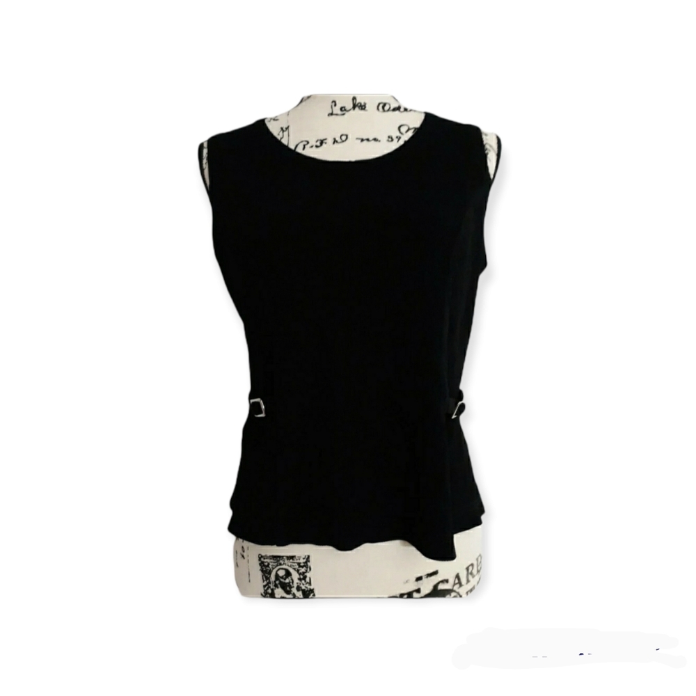 Womens sz 6 Black silver Buckle slit sides Ronnie nicole top Ladies shirt - Picture 8 of 8